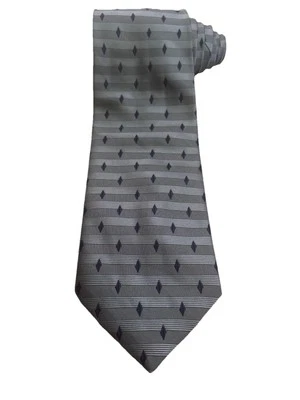 "Corbata de seda gris/azul marino geométrica de colección Gianni Versace hecha en Italia 3,75"" X 59""" Foto 1 de 4