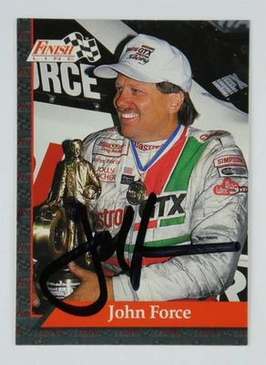 John Force Signed 1993 Finish Line NHRA Trading Card #54 Autographed HOF - Image 1 of 3