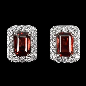 Black Friday 925 Sterling Silver Earrings Mozambique Garnet 6x4mm Jewelry - Picture 1 of 13