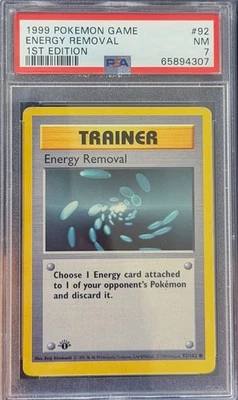 Energy Removal 92 Base Set 1st Edition WOTC Vintage Pokemon PSA 7 - Image 1 of 2