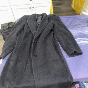 Rodel Spa schwarzer langer Mantel Wolle Kaschmir Größe 16 Knopfleiste Damen hergestellt in Italien - Bild 1 von 4