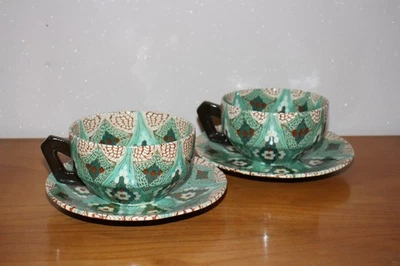 Paire de déjeuners en céramique mosaïque Gerbino Vallauris - Photo 1/4