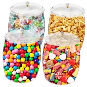 4 Piece Candy Jars with Lids, 90oz Plastic Candy Jars Bulk Acrylic Cookie Jars  - Picture 1 of 8