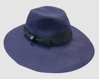 $356 Borsalino Women's Blue Alessandria Velour Rabbit Felt Fedora Hat Size M - Image 1 of 3