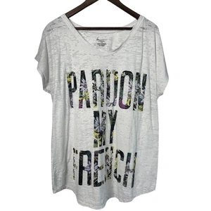 Lane Bryant Women's 'Pardon My French' Graphic T-Shirt Sz 14/16 Slogan Tropical - Picture 1 of 6