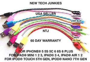 Cable de carga cargador de alimentación de datos USB trenzado corto de 8" para iPhone X 8 7 6 plus 5 - Imagen 1 de 12