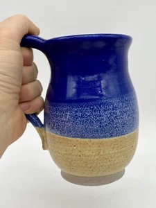Studio Art Pottery Hand Thrown Cobalt Blue Banded Coffee Tea Mug Cup Signed - Picture 1 of 12