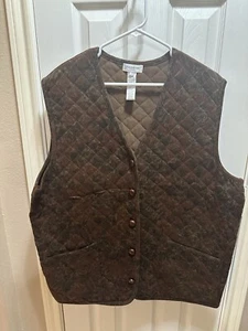 Jones New York Sport Women's Brown Vest Brown and Black Floral Motif Size 2X - Picture 1 of 10