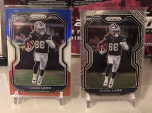2020 Panini Prizm CeeDee Lamb Rookie RC RED WHITE BLUE Cowboys #334 SP + Base - Picture 1 of 2