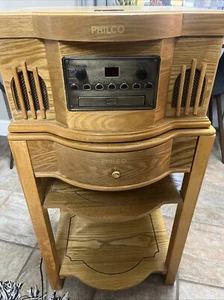 Philco 841.205 Wooden Record Turntable CD With Cassette Player & Stand w/storage - Picture 1 of 8
