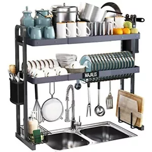 - Over The Sink Dish Drying Rack, Majalis Stainless Steel 2 Tier Large Drainer 6 - Picture 1 of 6