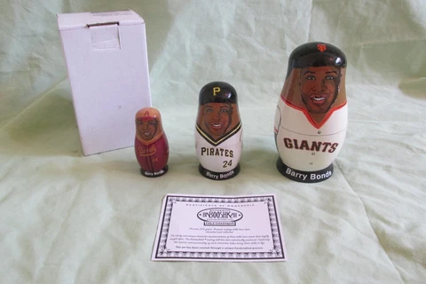 New Barry Bonds Babooshka Russian Nesting Doll Set San Francisco Giants, Pirates Cover