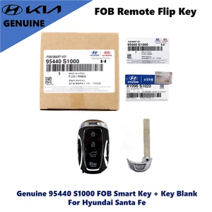 Llave inteligente original 95440 S1000 FOB + llave en blanco para Hyundai Santa Fe 2019-20 - Imagen 1 de 2
