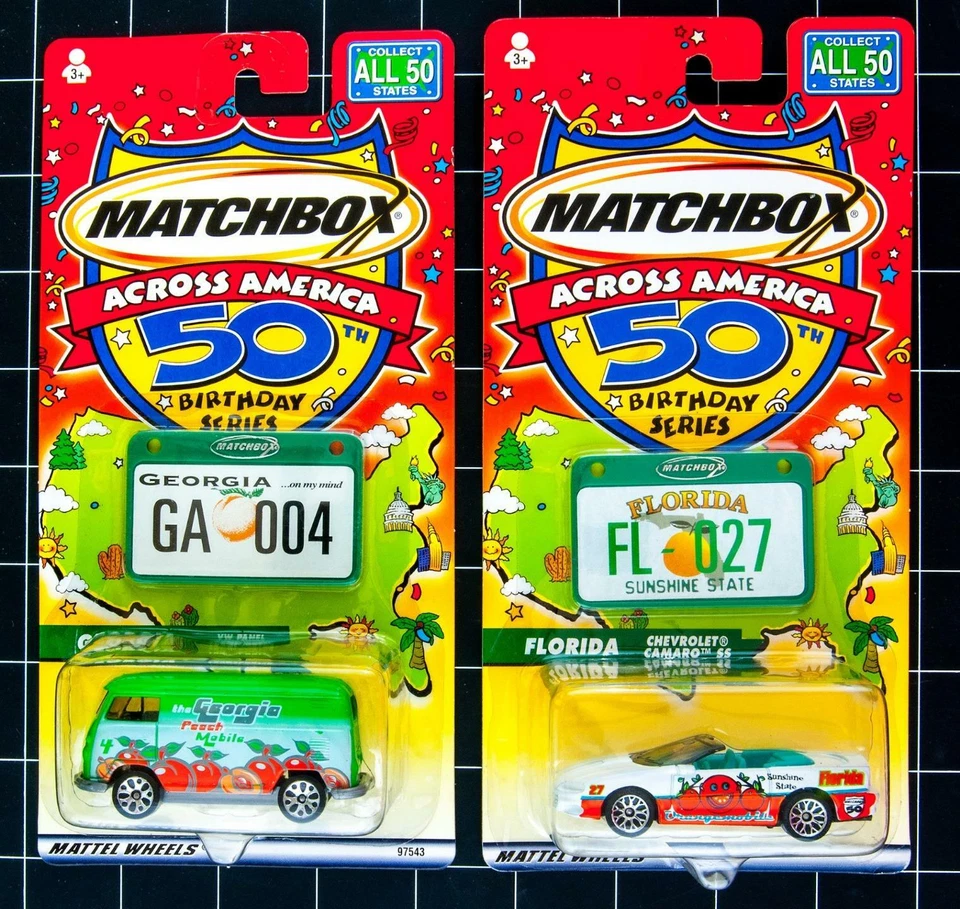 Dealer Dave MATCHBOX 2 ACROSS AMERICA, FLORIDA & GEORGIA, VW BUS, CAMARO (O26) - Image 1 of 1