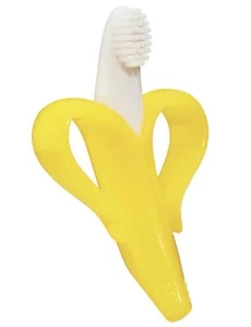 2 Pack Yellow Baby Teething Toys Banana-3 Mo And Up Training Toothbrush BPA Free - Picture 1 of 4
