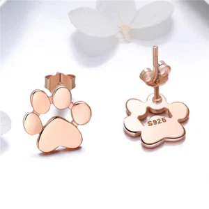 Auténticos pendientes de oro rosa de ley 925 SS 925 Dow Paw SCE407 - Imagen 1 de 4