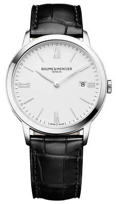 Reloj de cuarzo Baume & Mercier Classima esfera blanca cuero negro fecha M0A10323 Foto 1 de 3