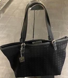Nine West Large Canvas Tote Bag Black Geometric - Picture 1 of 7