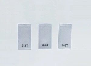 100 pcs Toddler Clothing Sewing Label Satin Printed Tags White 2-3T 3-4T 4-5T - Picture 1 of 1
