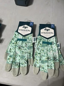 Digz (2 Pair) Medium Leather Palm Garden Gloves with Knit Wrist Women's - Picture 1 of 3