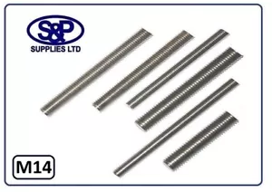 M14 (14MM) STAINLESS THREADED BAR STUDDING STUD ALLTHREAD A2 100mm TO 350mm - Picture 1 of 3