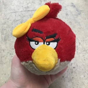 Angry Birds Plush Red Girl Bird Yellow Bow Commonwelth 2011 Stuffed 5" No Sound - Picture 1 of 13