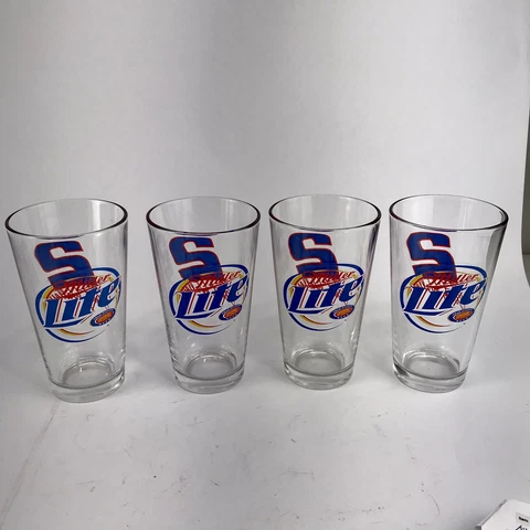 Miller Lite Rusty Wallace #2 Beer Pint Glasses - Set of 4 MINT! Cover