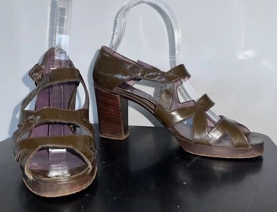 Sandalias De Colección Talla 7.5 Años 60 70 Diseñador Joseph Magnin Correa Plataforma Zapatos Patente Foto 1 de 4