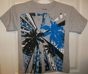 Hang Ten Gray Palm Tree Short Sleeve Shirt Beach Boys Size Medium 10 / 12 NWT  - Picture 1 of 1