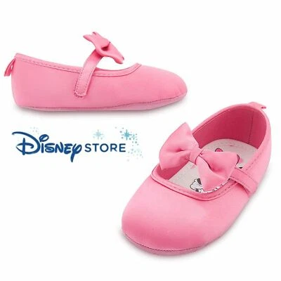 Nuevo Disney Store Minnie Mouse Satinado TODO ROSA Zapatos Talla 4 5 7 Infantil 6 12 18 24 M Foto 1 de 2