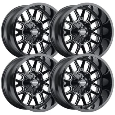 (Set-4) Mayhem Cogent 20x9 6x135/6x139.7 18mm Black Milled Wheels Rims 20 Inch Foto 1 de 4