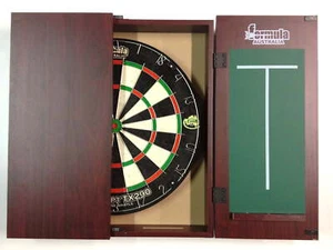 Dart Board Set Mahogany Cabinet with Bristle TX290 Dart Board - Picture 1 of 1