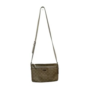 Coach East West Crossbody Purse Handbag Pop Up Pouch F52657 Light Khaki Chalk - Picture 1 of 14