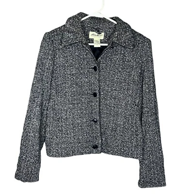 Blazer chaqueta forrada de tweed Eddie Bauer para mujer S negro/blanco Foto 1 de 4