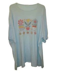 Vintage Women's Plus size Blue Sleep Shirt "SEW A CALICO GARDEN" - Picture 1 of 5
