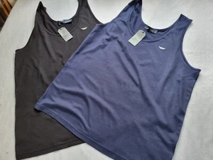 Arizona Woman's Vest Tops X2 Uk 18-20 1x Black 1x blue Bnwt Holiday Wardrobe - Picture 1 of 9