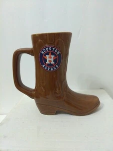 HOUSTON ASTROS Logo Xfinity Ceramic Cowboy Boot Beer Mug Brown 7" h x 8" w - Picture 1 of 4