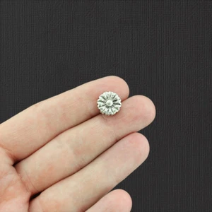 Flower Spacer Metal Beads 11mm x 5mm - Antique Silver Tone - 8 Beads - SC5455 - Picture 1 of 2