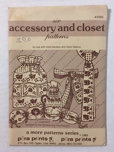 Vtg 80s Piira Prints Accessory Closet Sewing Pattern Belt Tie Shoe Bag Sachets - Picture 1 of 5