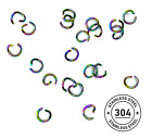 50 Open Stainless Steel Jump Rings - 5mm (dia) - Rainbow Effect - P00519
