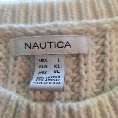 Женский свитер Nautica белый с длинным рукавом вязаная ткань 80% хлопок размер большой - Изображение 1 из 4