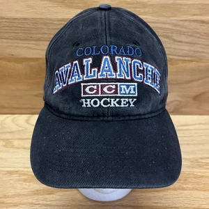 Colorado Avalanche Hat Black Vintage CCM NHL Hockey Embroidered Strapback Cap - Picture 1 of 8