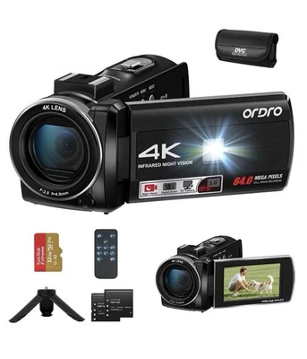 ORDRO HDR-AC3 4K Camcorder with IR Night Vision and Battery - Image 1 of 3
