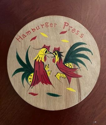 De colección MCM Madera Redonda HAMBURGER PRESS Rooster Fight 1955 similar al juego de botes Foto 1 de 4
