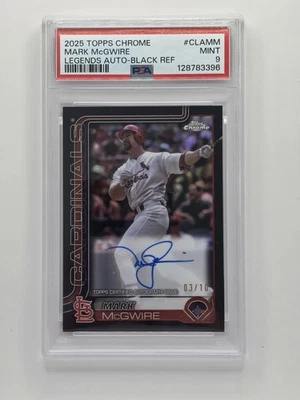 2025 Topps Chrome Legends marca automática MCGWIRE #clamm refractor negro/10 PSA 9 Foto 1 de 2