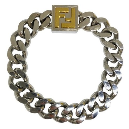 Y0622 Bracciale Fendi Bracciale Catena Accessori Ff Logo Metallo Argento Oro Misura M