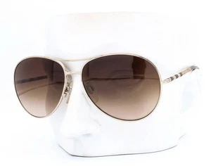 Burberry BE3056 100213 Aviator Sunglasses Gold Classic Plaid No Case - Picture 1 of 10