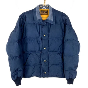 Vintage Eddie Bauer Daunen Puffer Jacke mittelblau Druckknopf 80er Jahre - Bild 1 von 5