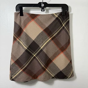 Minigonna Talbots Petites donna 4P misto lana stile vintage anni 90 a quadri marrone - Foto 1 di 4