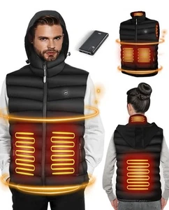 JRH Heated Vest for Men and Women With Retractable Hood and Battery Pack Medium  - Picture 1 of 3